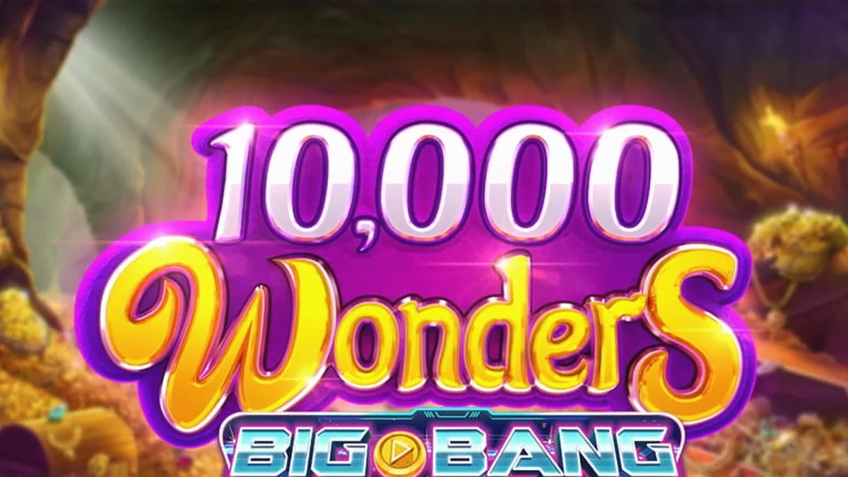 Tampilan visual permainan slot 10,000 Wonders Big Bang dengan latar belakang megah